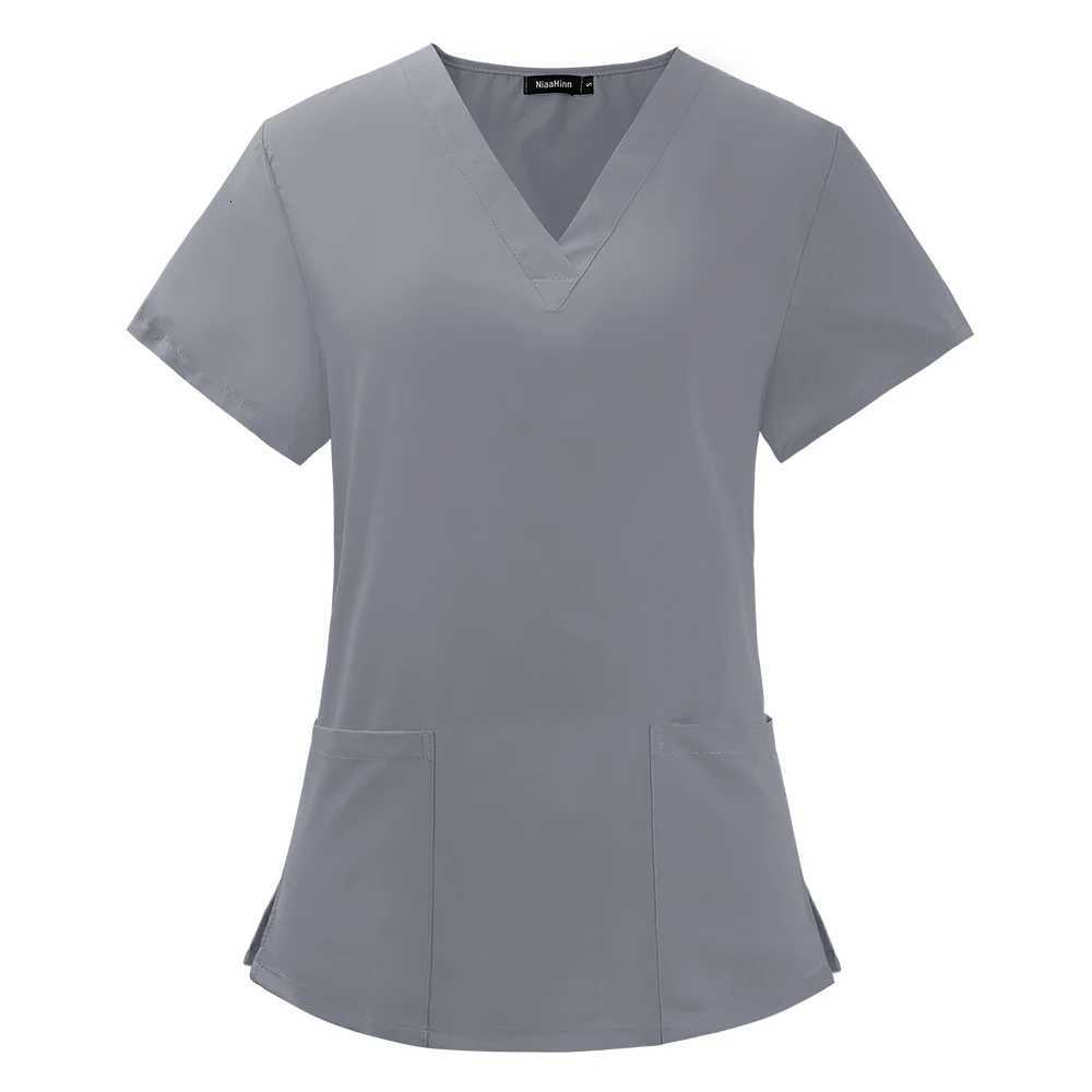 Beauty Salon Uniform Elastic Breathable Spandex Nurse Accessories Fashion Slim Fit Tops Summer Lab Overalls Scrub Clothes Women Z250718