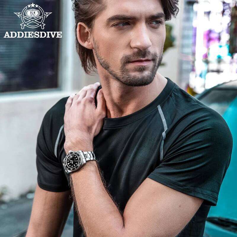 ADDIESDIVE Stainless Steel Men's European and American Business Leisure Quartz Waterproof Outdoor Sports Watch free shipping