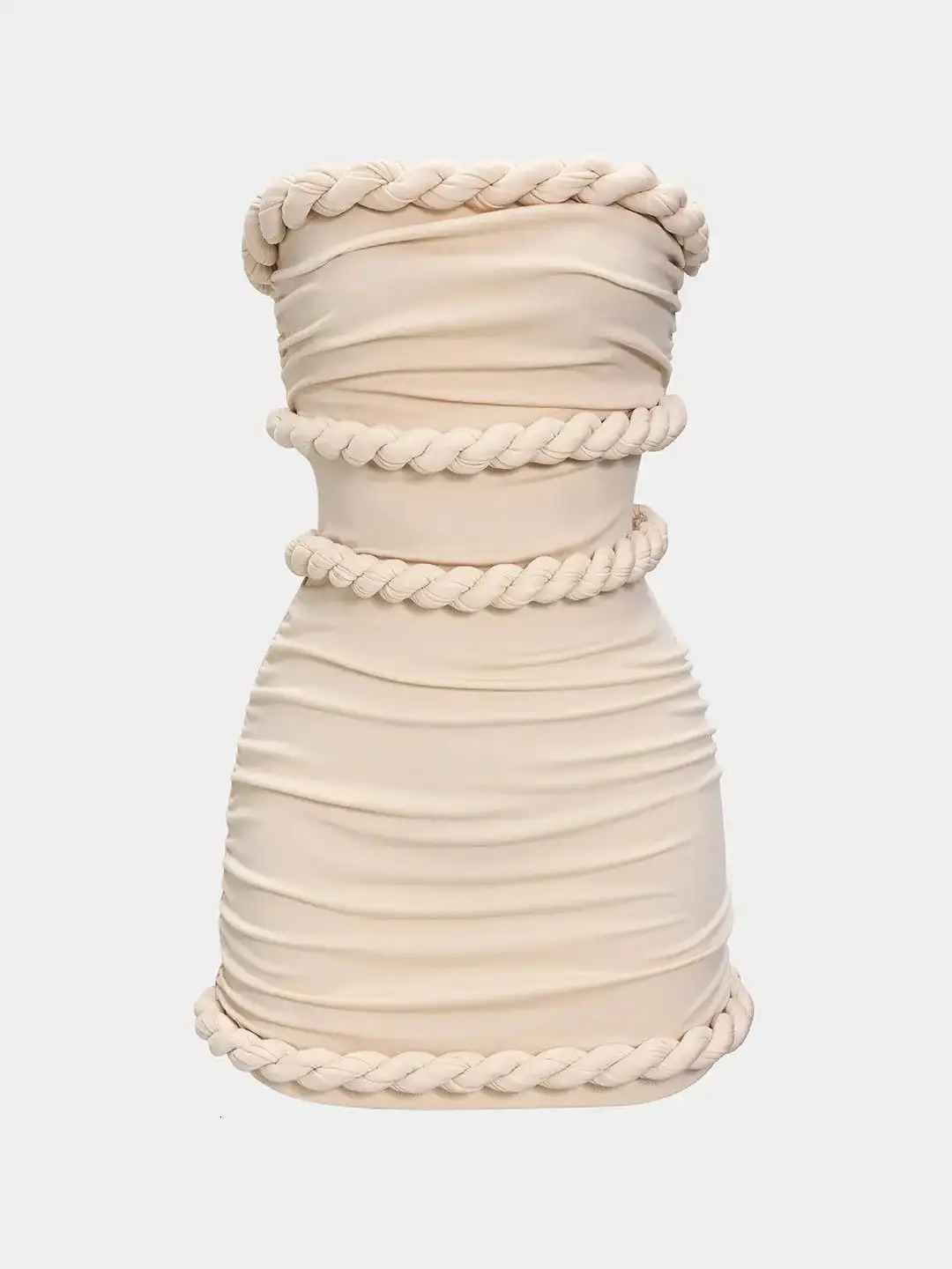 Twist Knot Strapless Sleeveless Mini Dress Strapless Dresses Short Women White Bandage Dress Summer Party Evening Female 250715