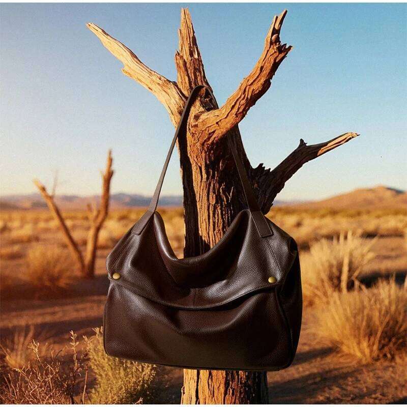 Brand New Capacity Shoulder Genuine Large Soft Leather Bag Simple Casual Women's Tote Handbags