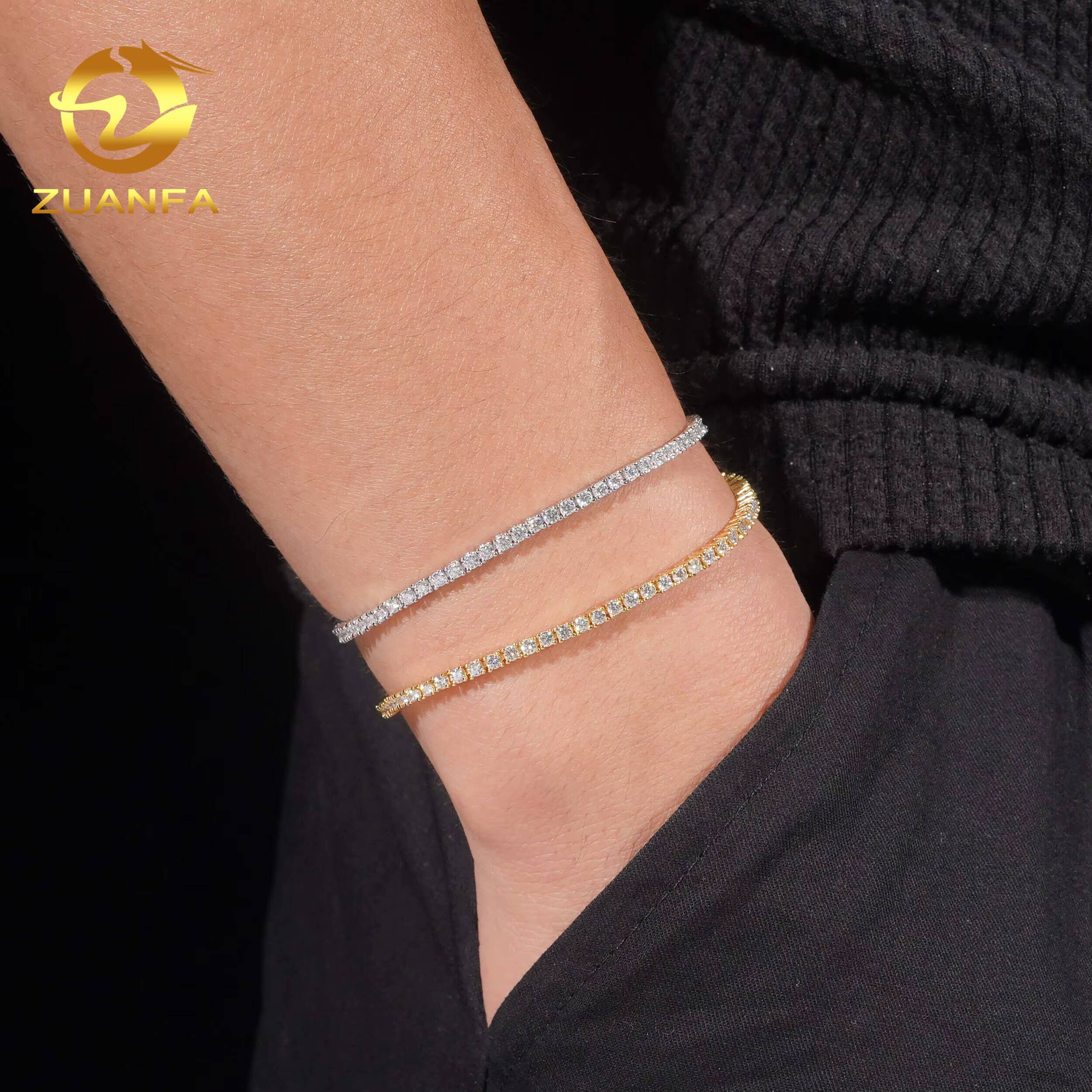 USA Local Stock 2mm 925 Silver Moissanite Tennis Necklace Pass Diamond Test Iced Out Hip Hop Jewelry Moissanite Necklace