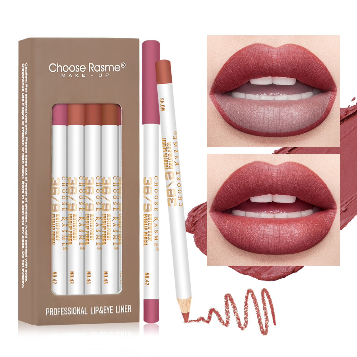 Choose Rasme 12PCS Matte Lip Liner Set - Nude, Rose & Brown Shades, Waterproof Long Lasting Lip Pencils for Lipstick Outline Makeup