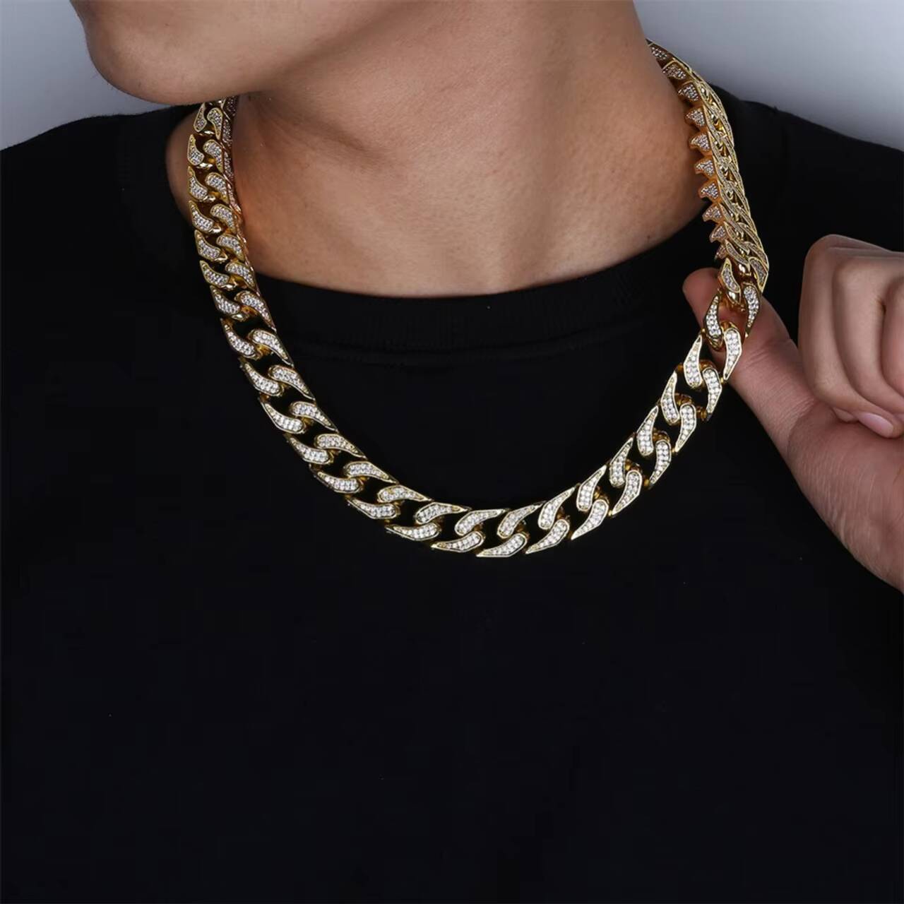 Custom 16mm Heavy Cuban Link Chain Moissanite Necklaces Flooded Ice Thick