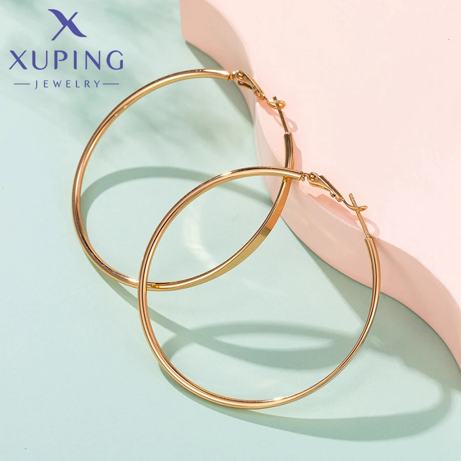 Xuping Jewelry Gold Plated Fashion Summer Elegant Big Hoops Earrings for Girls Women Party Gift 80633 250716