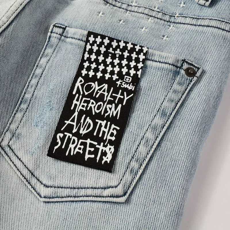 New Cross Jeans Men Fashion Trend Light Blue Stretch Skinny Denim Long Pants Daily Casual Ripped Straight Leg Pants Brand X250718