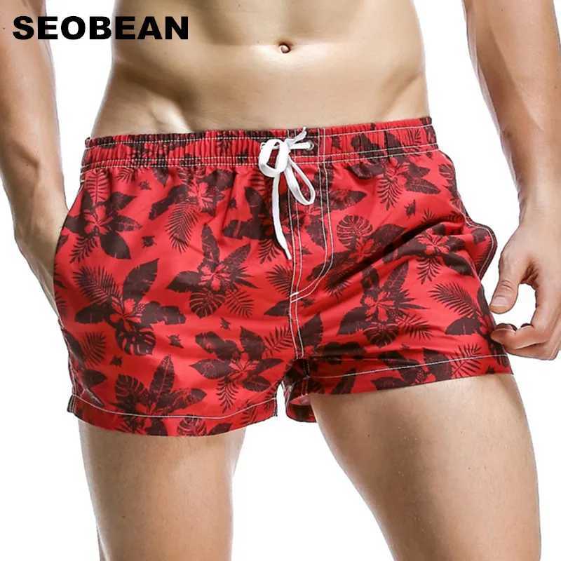 SEOBEAN Summer Hot Short Men Board Shorts Coconut Leaf Pattern Sea Beach Style Mens Shorts Men Quick Dry Shorts Trunks W250718