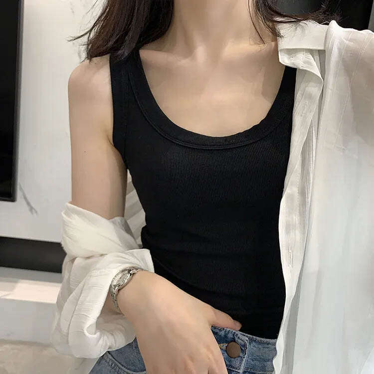 New Women's Sportswear Ribbed Commuter Style Slim Fit Pullover Top Artistic Vest B5
