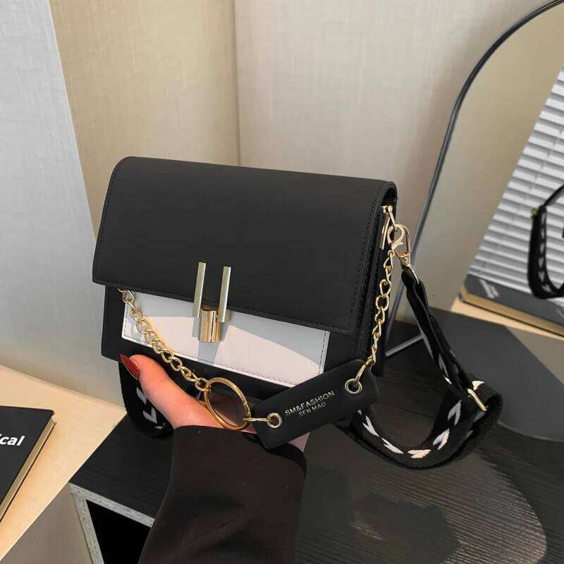 2024 Spring New Color Contrast Fashion PU Shoulder Bag, Suitable For Business Commute Shopping Party Friends