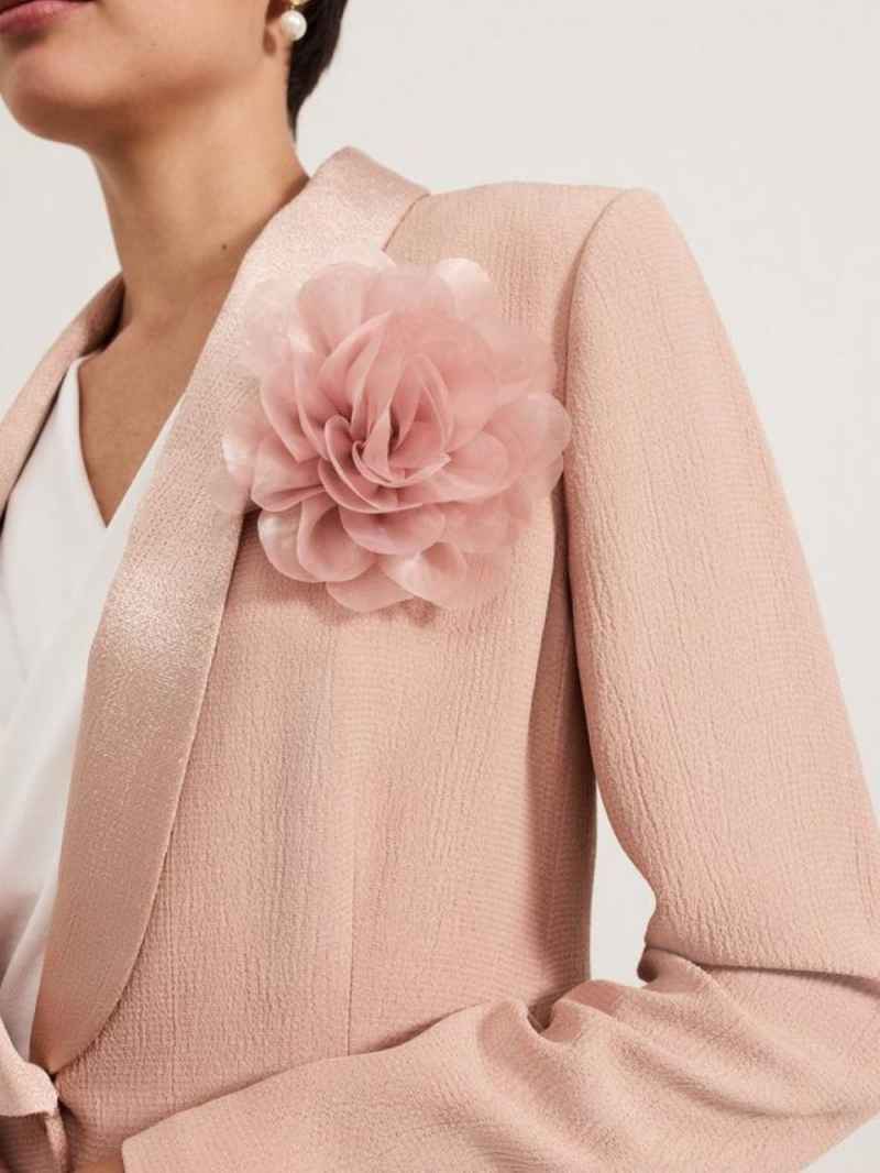 Customized 2 Pieces Women Suits Hand Made Flowers Pants Sets Elegant Office Ladies Work Classic Fit Dinner Party Wear