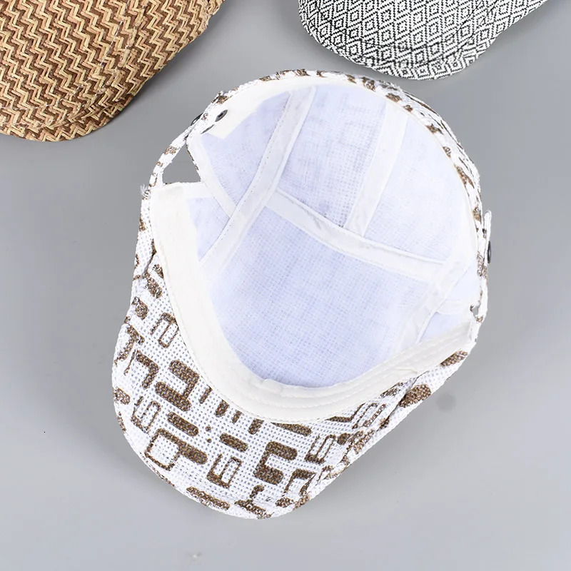 Summer Straw Hat Sun Cap For Men 2025 Fashion Beach Sunhat Letter Striped Print y Blinders Flat Cap Man sboy Hats 250712