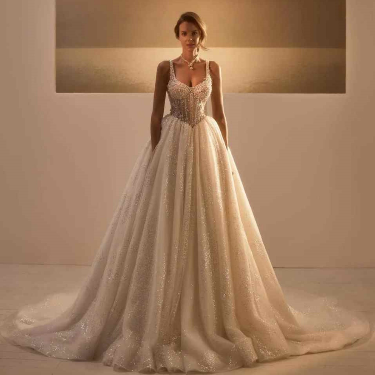 Shining Wedding Dresses Spaghetti Strap Sleeveless Sequins Beading Lace Bridal Gowns Chapel Customized Vestidos De Novia