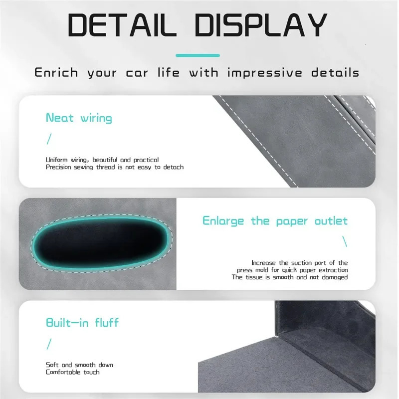 Car Tissue Box Holder Center Console Armrest Napkin Box Car Seat Back Armrest Rectangular Pumping Paper Box 250715