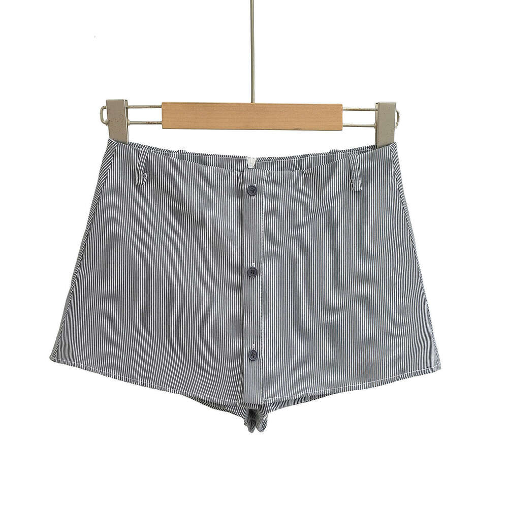 College Hem Anti-Exposure Shirt Half Pants Women Summer American Style Versatile Striped A-Line Short Skirt B5