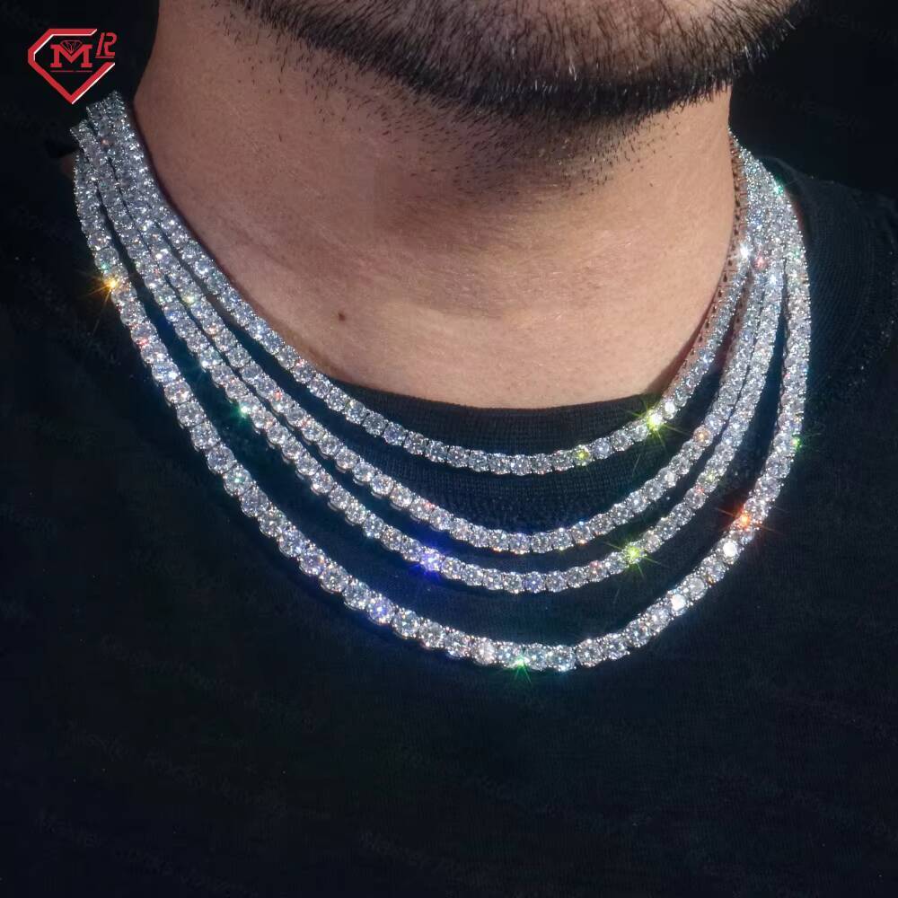Wholesale Price 3mm 4mm 5mm Tennis Chain Necklace VVS Iced Out 925 Silver Fine Jewelry Moissanite Tennis Chain