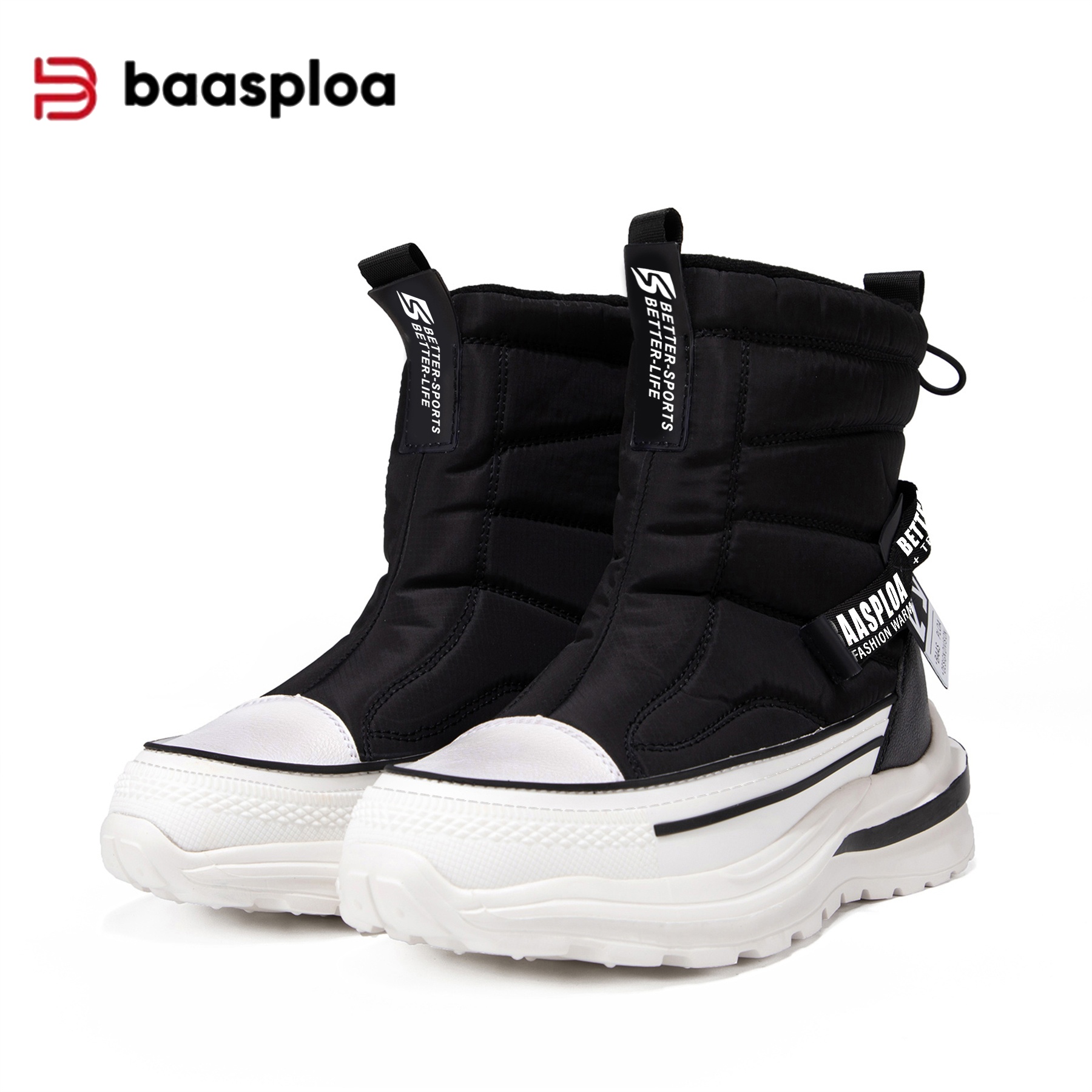Baasploa Women Winter Plush Warm Snow Boots Comfort Wear-Resistant Ankle Boots for Women High Top Casual Shoes Non-Slip