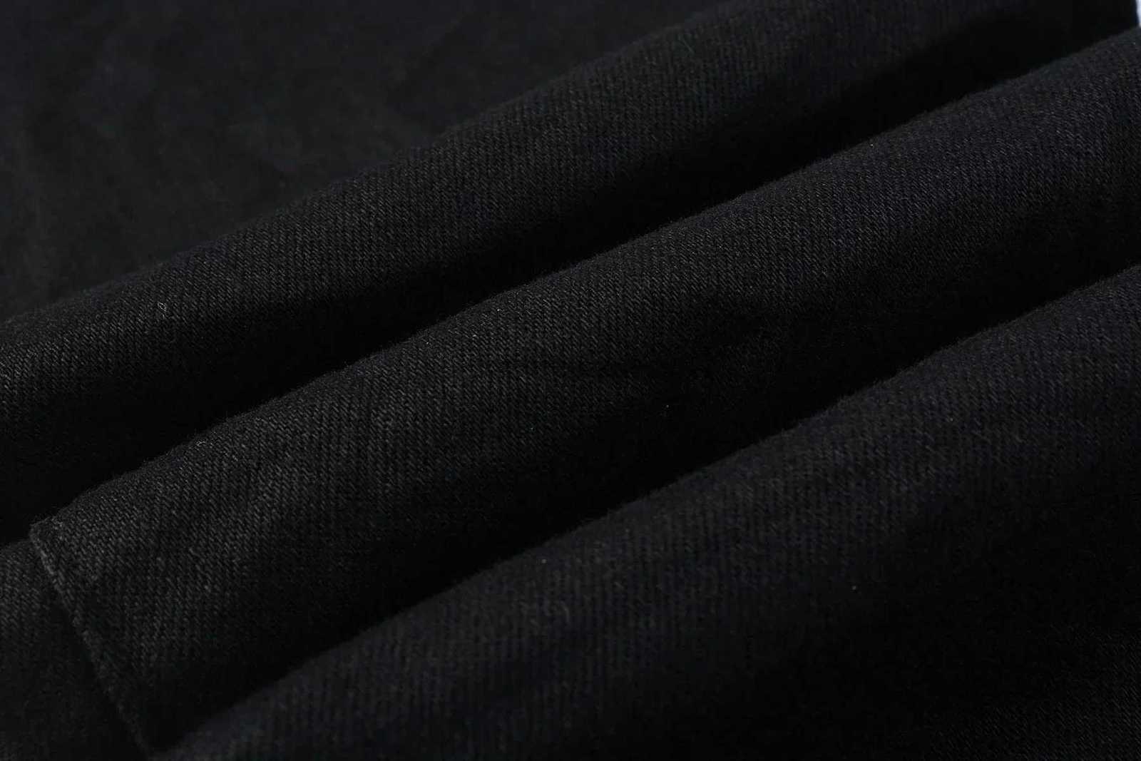 Mens High Stretch Skinny Jeans Pants Color Distressed Black Streetwear Button Fly Ripped Brand X2507181