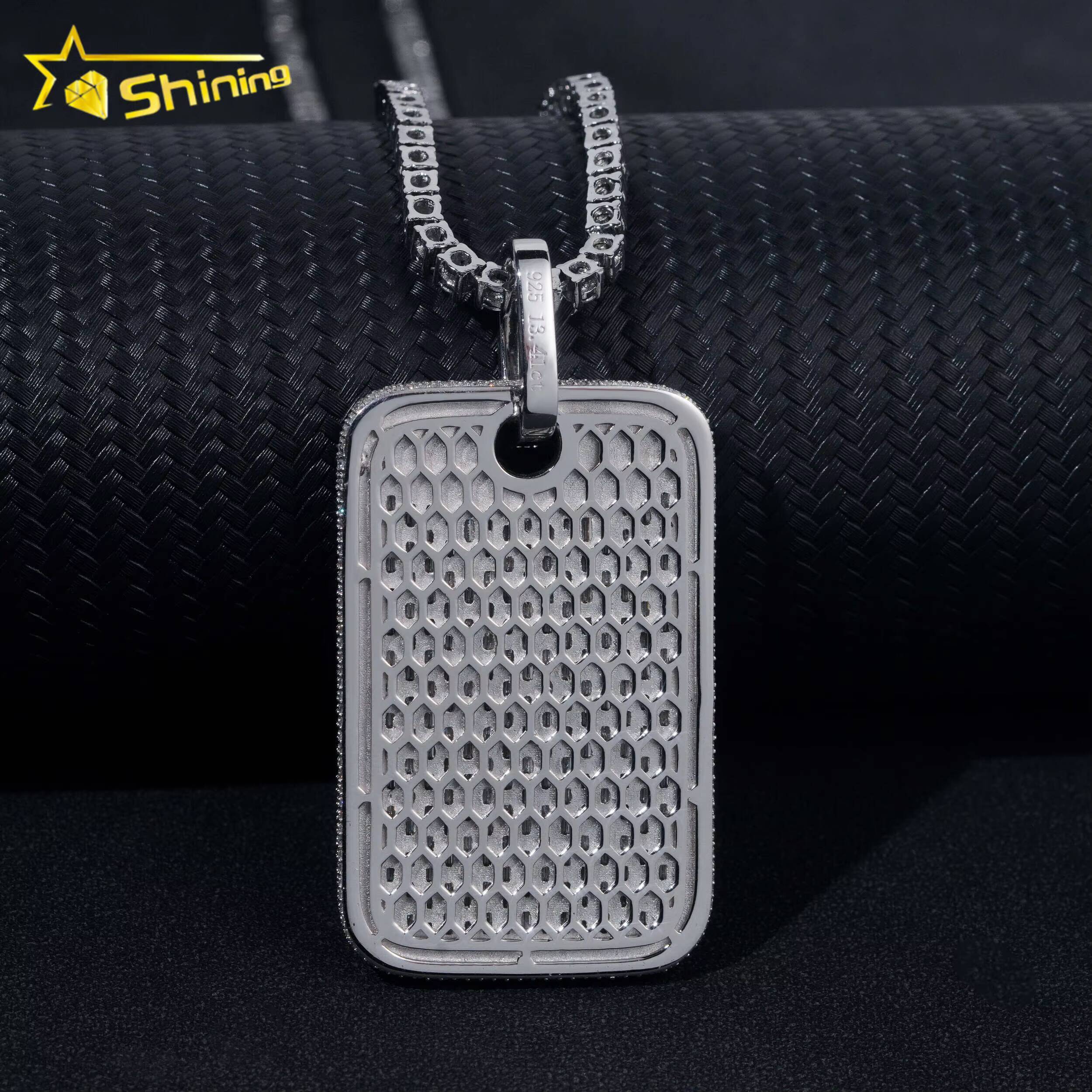 Baguette Moissanite Tag Pendant Hip Hop Fashion Vvs Moissanite Diamond Fully Iced Out Pendant Fine Jewelry New Arrivals