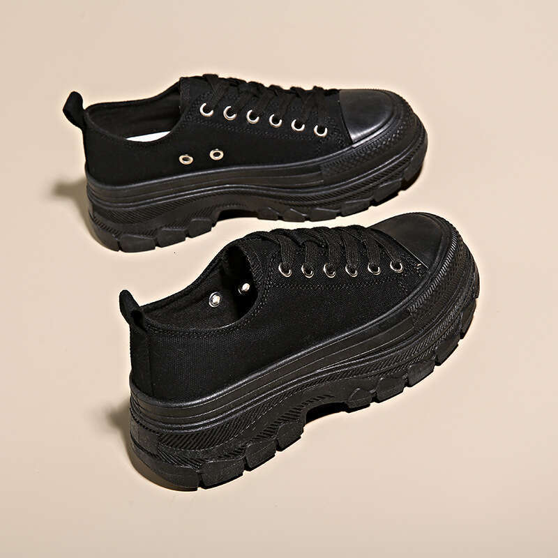 Thick-Soled Canvas Women, Solid Color, Height-Increasing, Casual Shoes, 2025 Spring New Style, Breathable Dad Shoes for Free shipping Students, BR301-