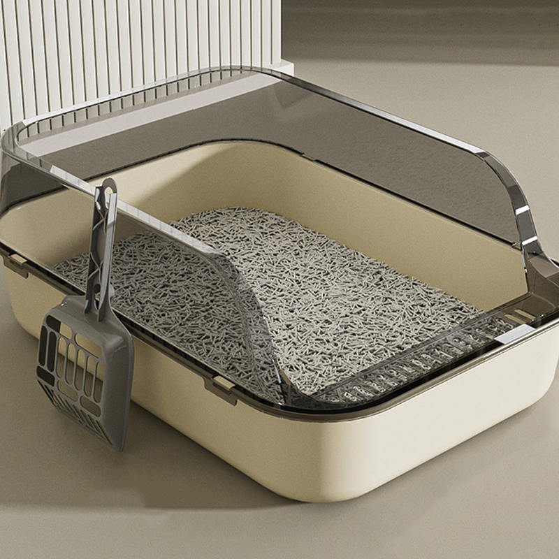 Semi enclosed cat litter box oversized splash proof thickened cat toilet pet supplies