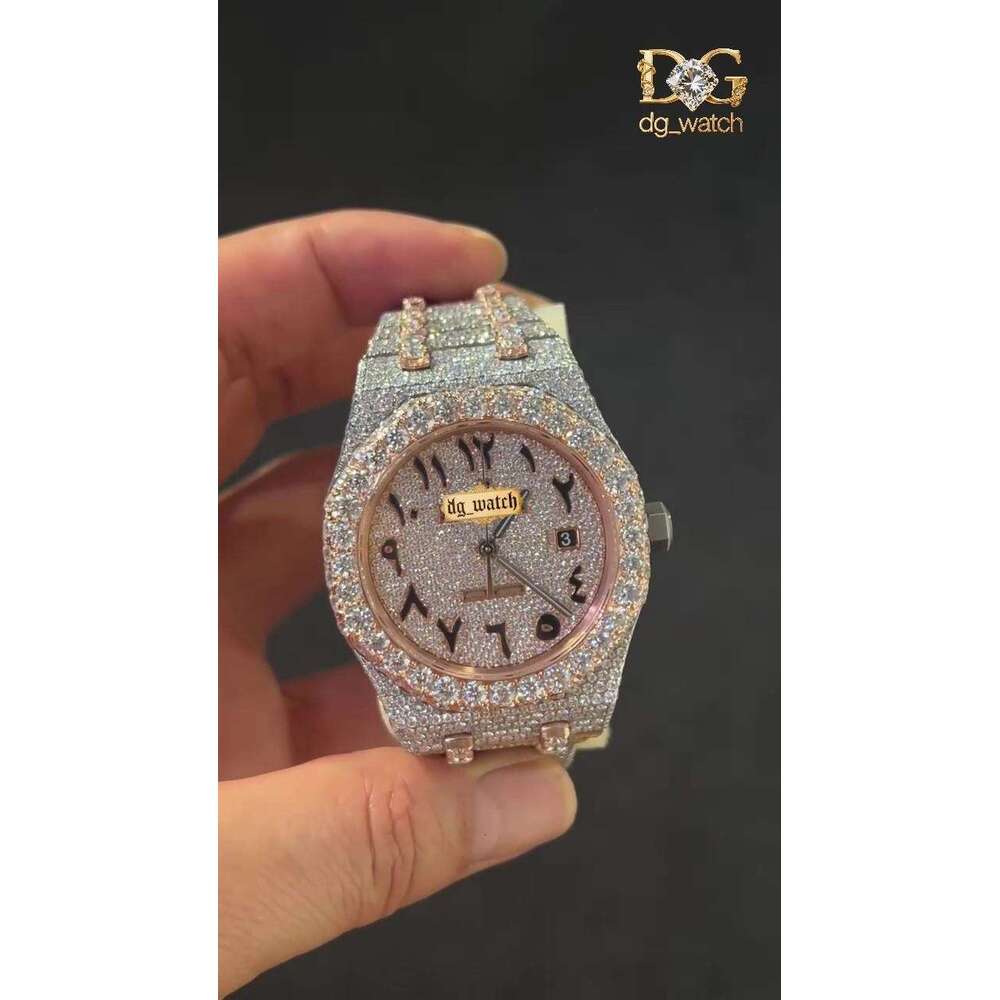 Luxury VVS1 Moissanite Diamond Watch, Hip Hop Design Men's and Women's Watch, High Quality, Sapphire Mirror Frozen Texture, WS free shi