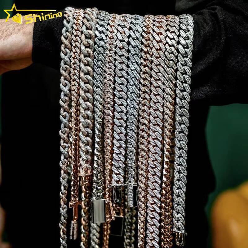 Custom 18MM Big Heavy Iced Out Cuban Necklace Sterling Silver 925 VVS Moissanite Hip Hop Jewelry Cuban Link Chain