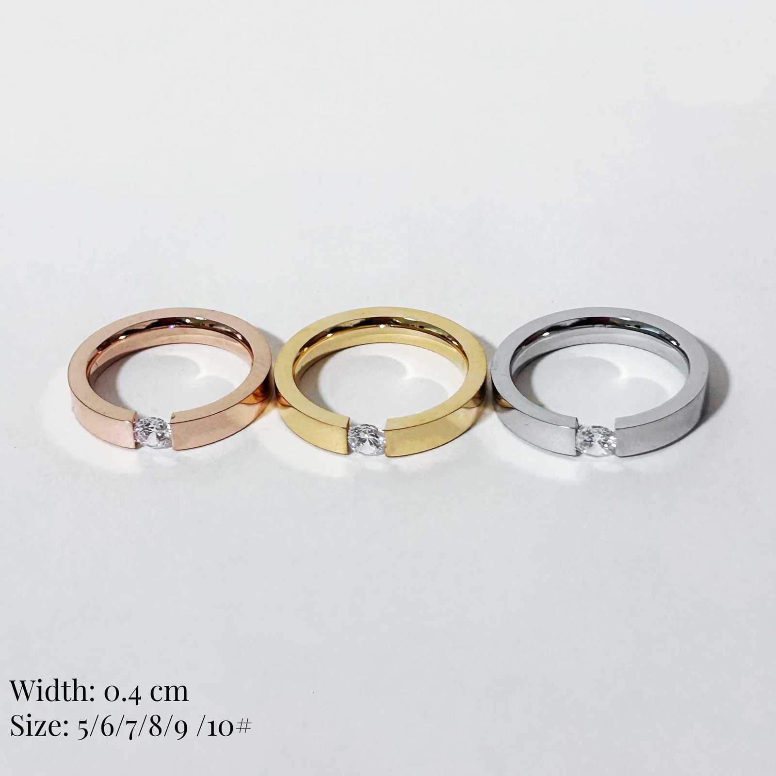 4mm Stainless Steel Gold/Silver Color Zirconia Finger Rings for Men Size 5-10 Wedding Band Engagement Jewelry Gifts X250718