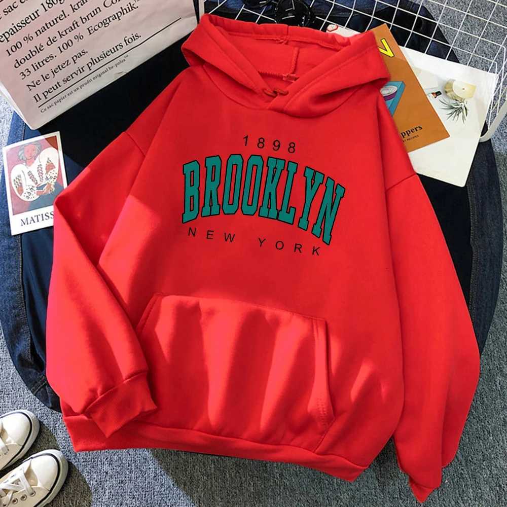 1898 Brooklyn New York Printed Women Hoodies Fashion Fce Hoody Creativity USA Pullover Street Loose Womens Clothing XJ250717