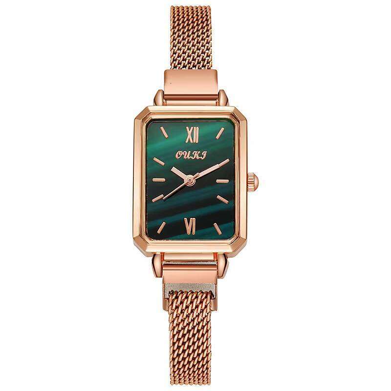 Vintage Magnetic Closure Watch - 14mm Retro Square Face Quartz Watch for Women | Minimalist Alloy Strap Dress Watch (6 Colors)
