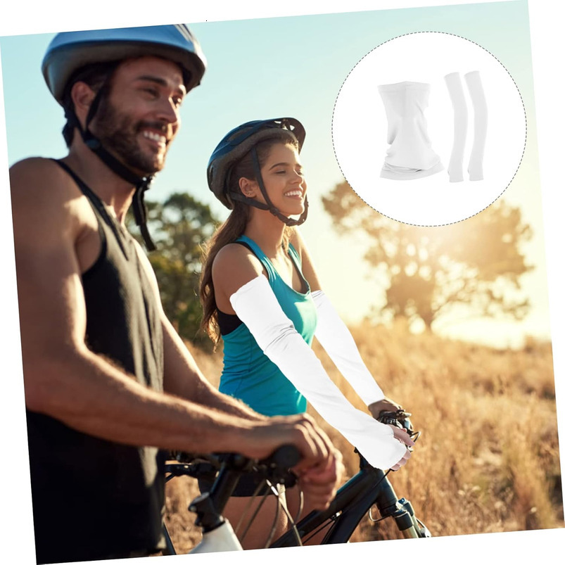 1Set Cooling Sleeves with Face Scarf Lightweight Sunscreen Arm Protectors Summer Activities Quick Drying Breathable for Running Hiking Fishing