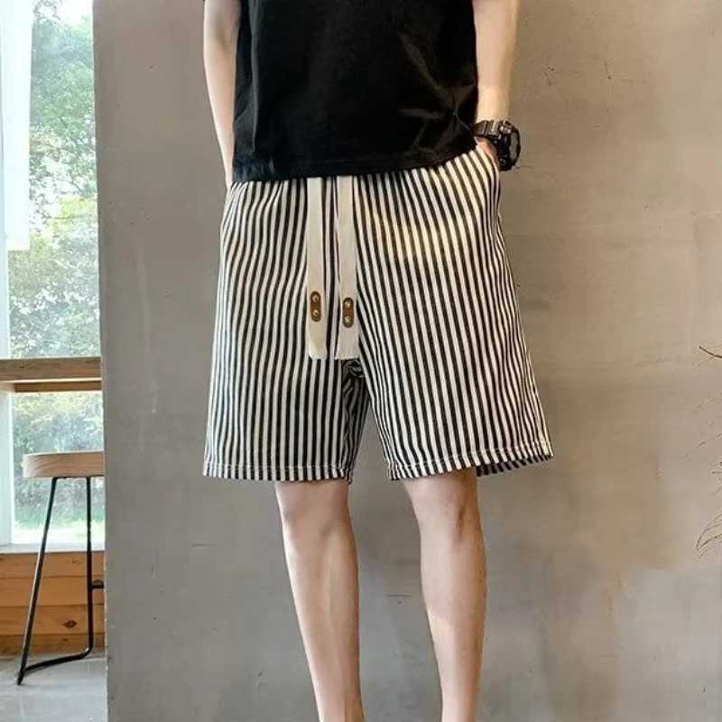 Baggy Casual Beach Stripe Man Short Pants Personalized Y2k Hot Deals Summer Korean Style With Ice XL Thin XXL Shorts for Men W250718