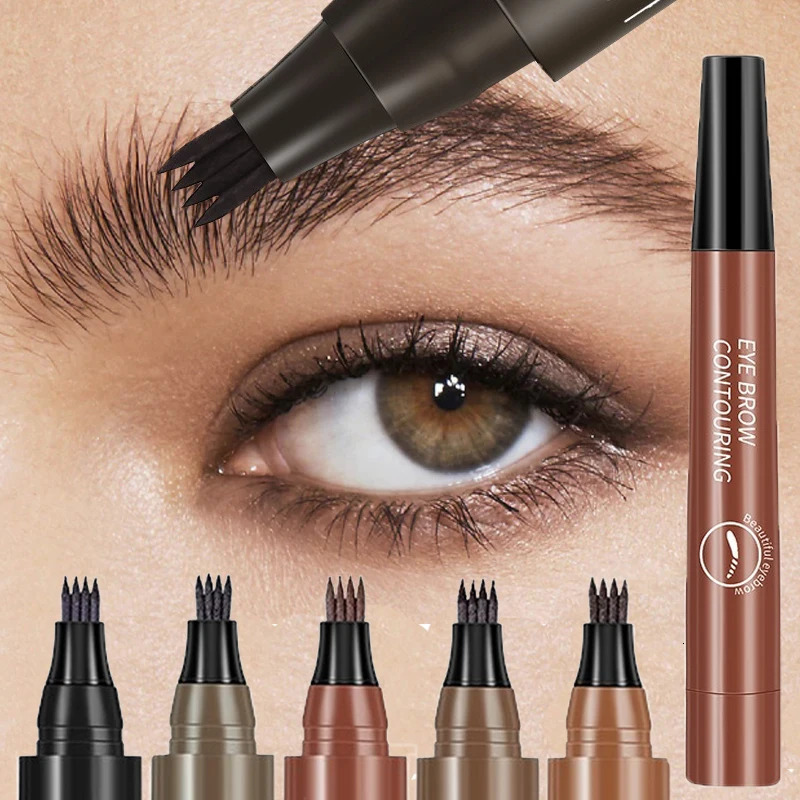 4 Point Eyebrow Pencil 5 Colors Waterproof Liquid Eyebrows Pen Lasting Red Brown Brow Pencil High Quality Eyebrow Makeup Pencil 250712