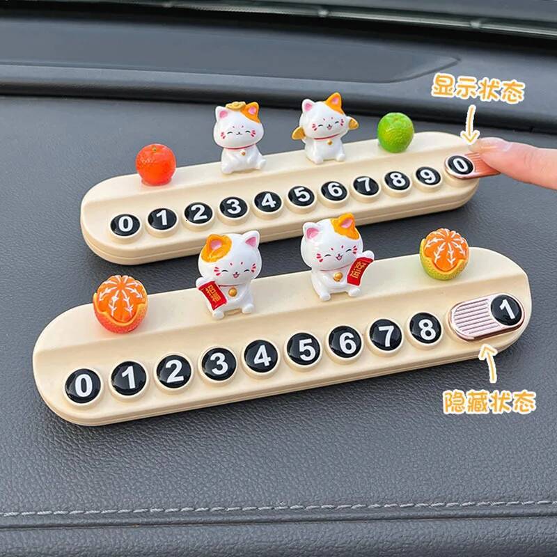 Anime Cute Cat Cartoon Temporary Interior Decor Moving Car Parking Sign Telephone Card Hide Number