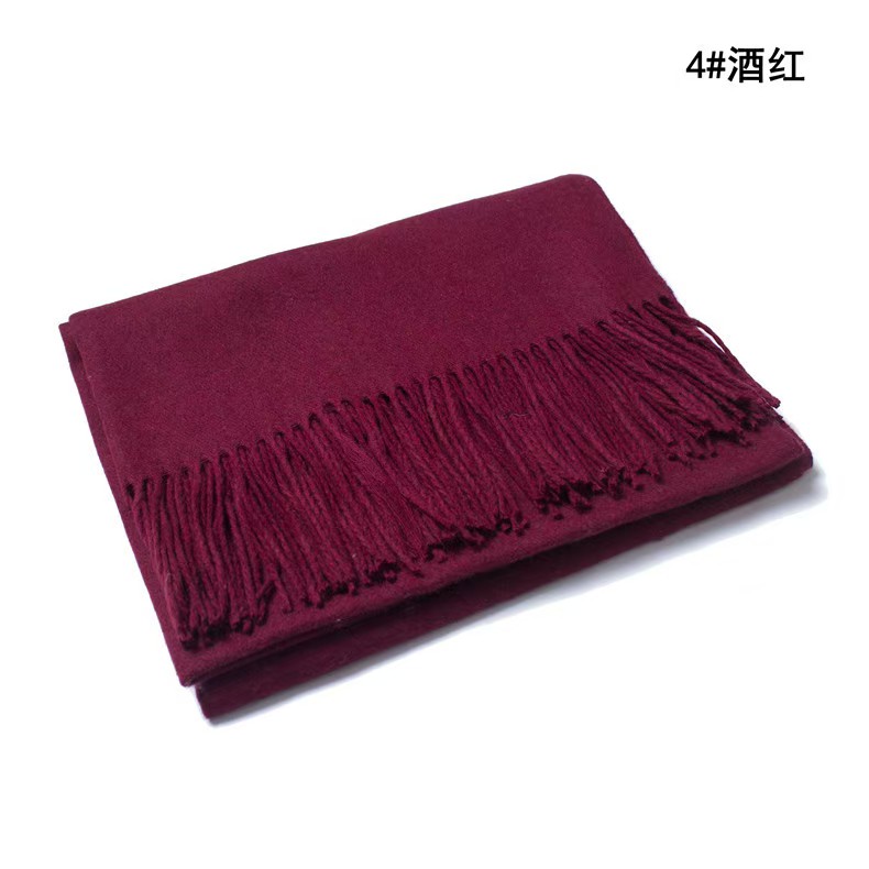 T1247 autumn and winter new solid color wool scarf female couple male ladies monochrome tassel neck shawl