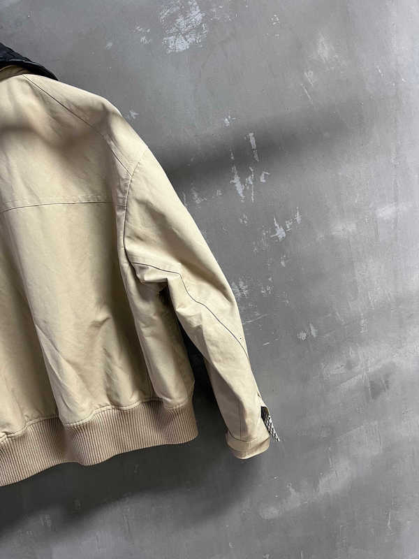 Mens Genuine Leather Jacket Patchwork Design Woven Lapel Long Sleeve Color Block Elegant Commuter Style L251013