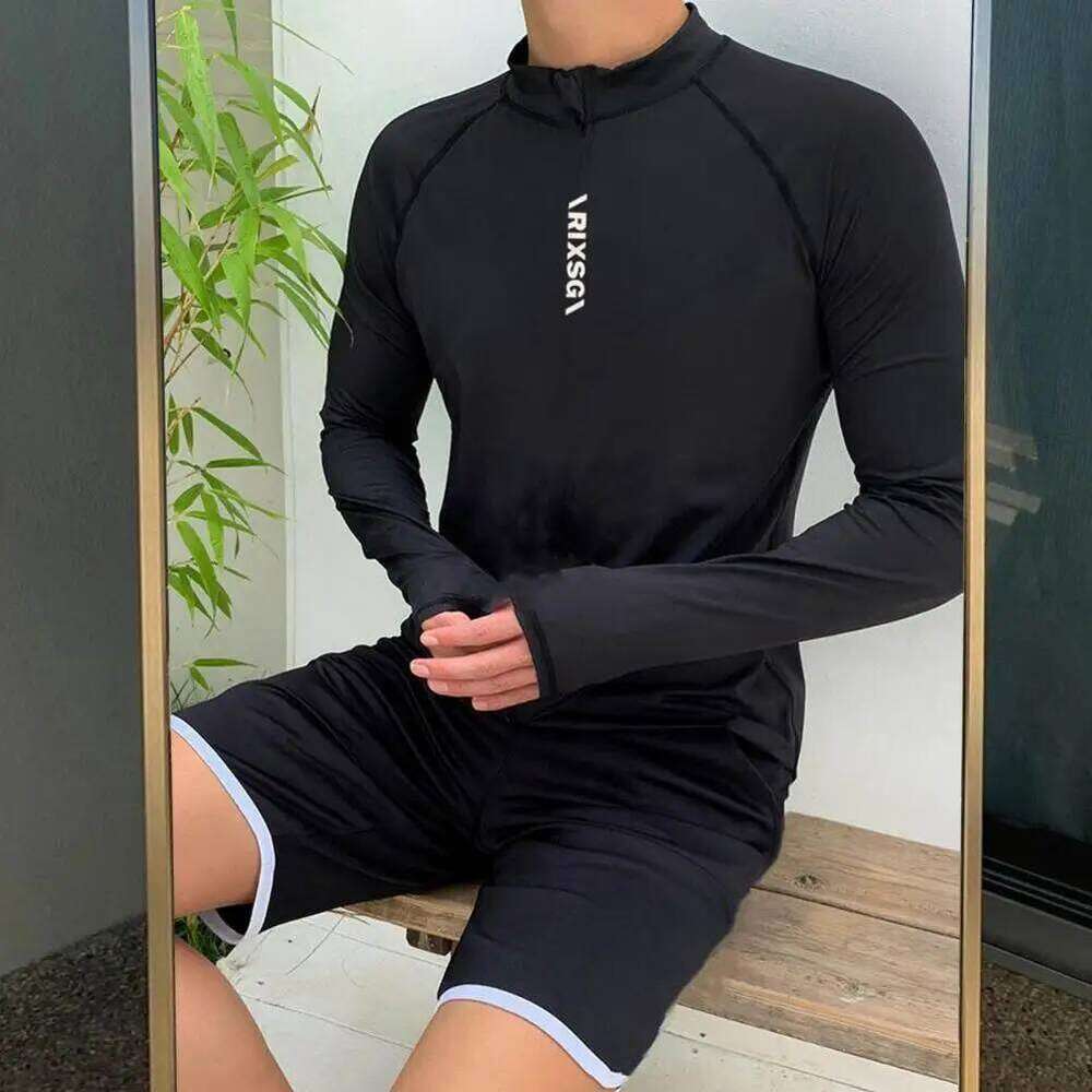 2 Pcs/Set Unisex Swimsuit Breathable Leaf Print Wetsuit Pockets Couple Surfing Clothes Diving Bathing Suit Water Sport Swimwear