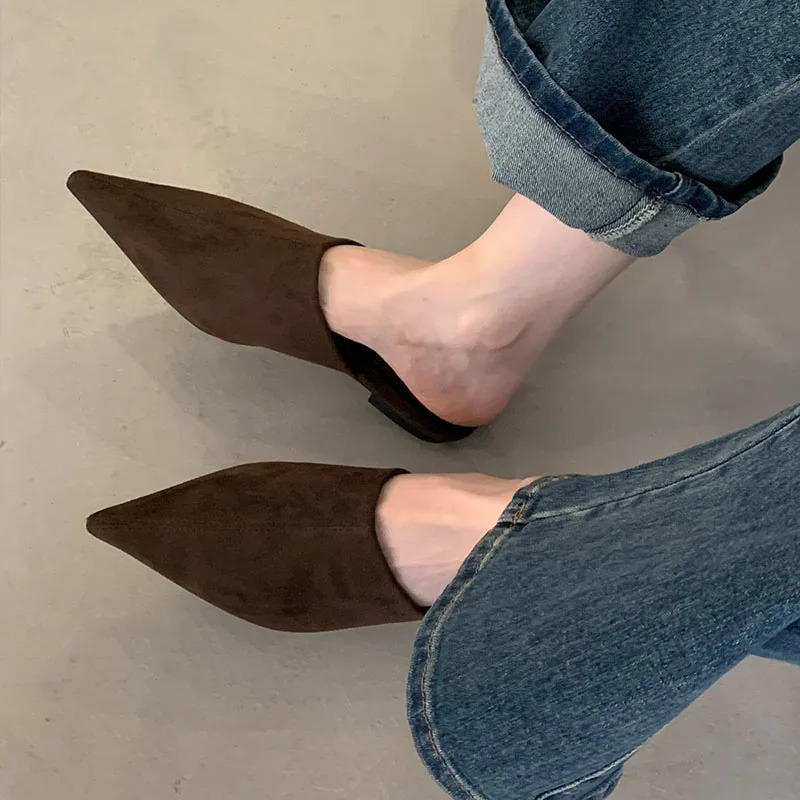 2025 Summer Beach Flats Ladies Slippers Shoes Fashion Pointed Toe Flats Slippers Women Mules Female Slides Sandals 250717