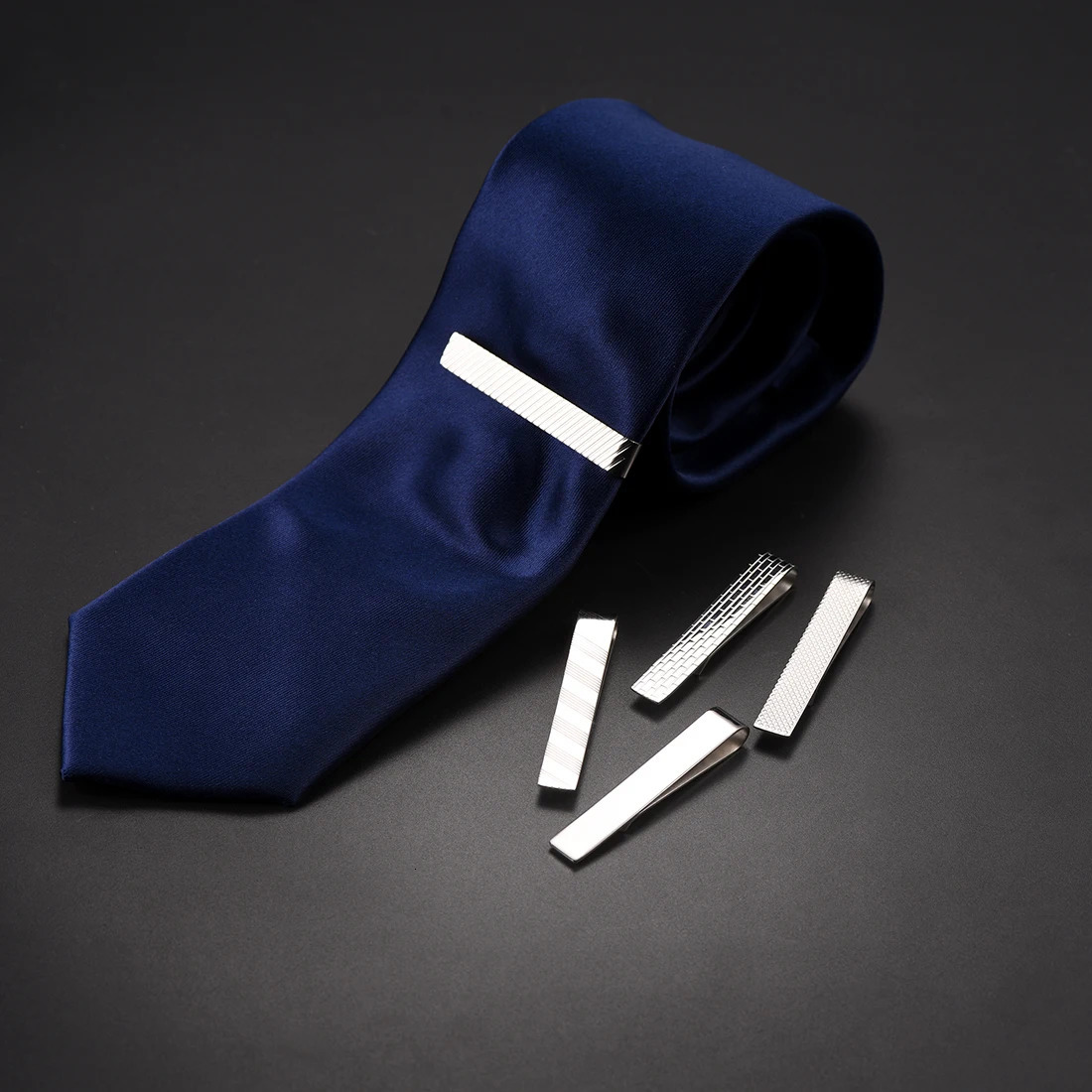 U7 Stainless Steel 5pcsset Tie Clips for Men Flat Clip Silver Color Mix Necktie Gift Him Daily Jewelry Set 250715