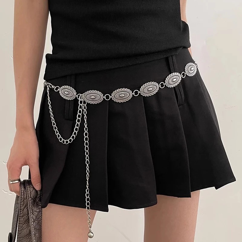 Ethnic style waist chain accessories Bohemian versatile belt womens dress high-end dress with waistband metal retro 250715