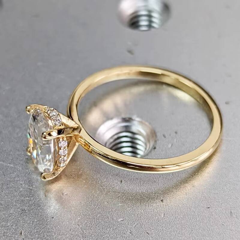 Gia Igi Certified Cvd HPHT Lab Grown Created Diamond 14k 18k Solid Gold Rings Engagement Ring For Women Hidden Halo Oval Cut