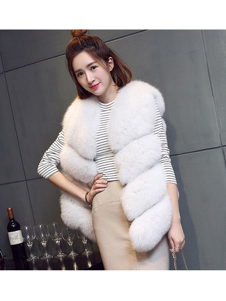 ZADORIN New Luxury Faux Fox Fur Vest Women Furry Short Faux Fur Vests Coat Fur Gilet Fourrure Autumn Winter Overcoat