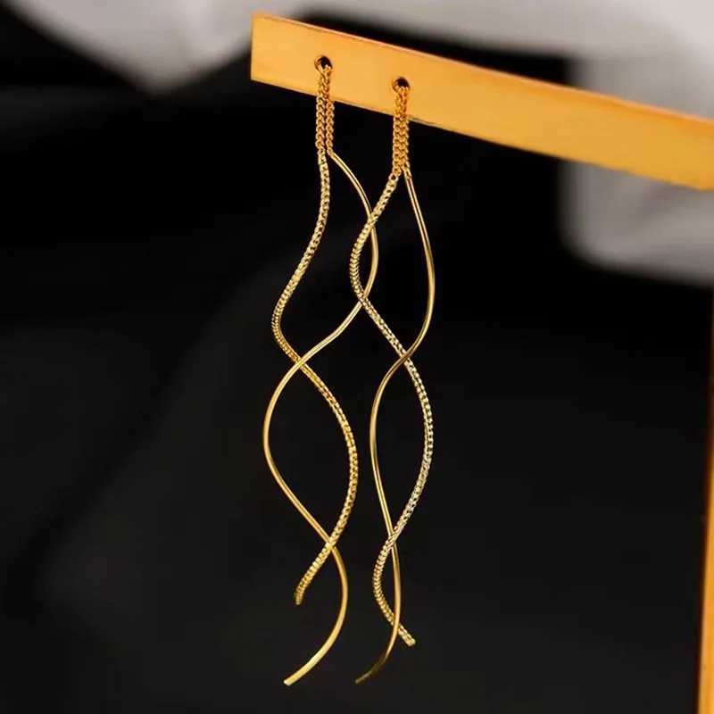 Minimalist Long Wavy Fringe Earrings New Wen Fashionable Hanging Earrings High-End Jewelry Minimalist Accessories Gifts X250718