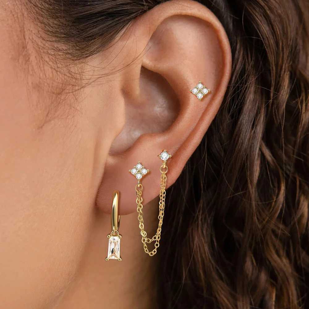 3PCS Exquisite Stainless Steel 12 Constellation Birthstone Earrings Set for Women Cartilage Piercing Earrings Fashion Jewelry X250718