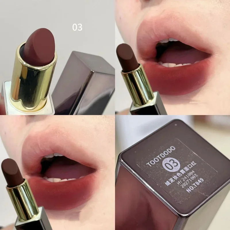 Sexy Matte Punk Dark Brown Lipstick Waterproof Lip Gloss Long Lasting Non-Stick Cup Smoked Matte Lipstick Korean Makeup Cosmetic 250716