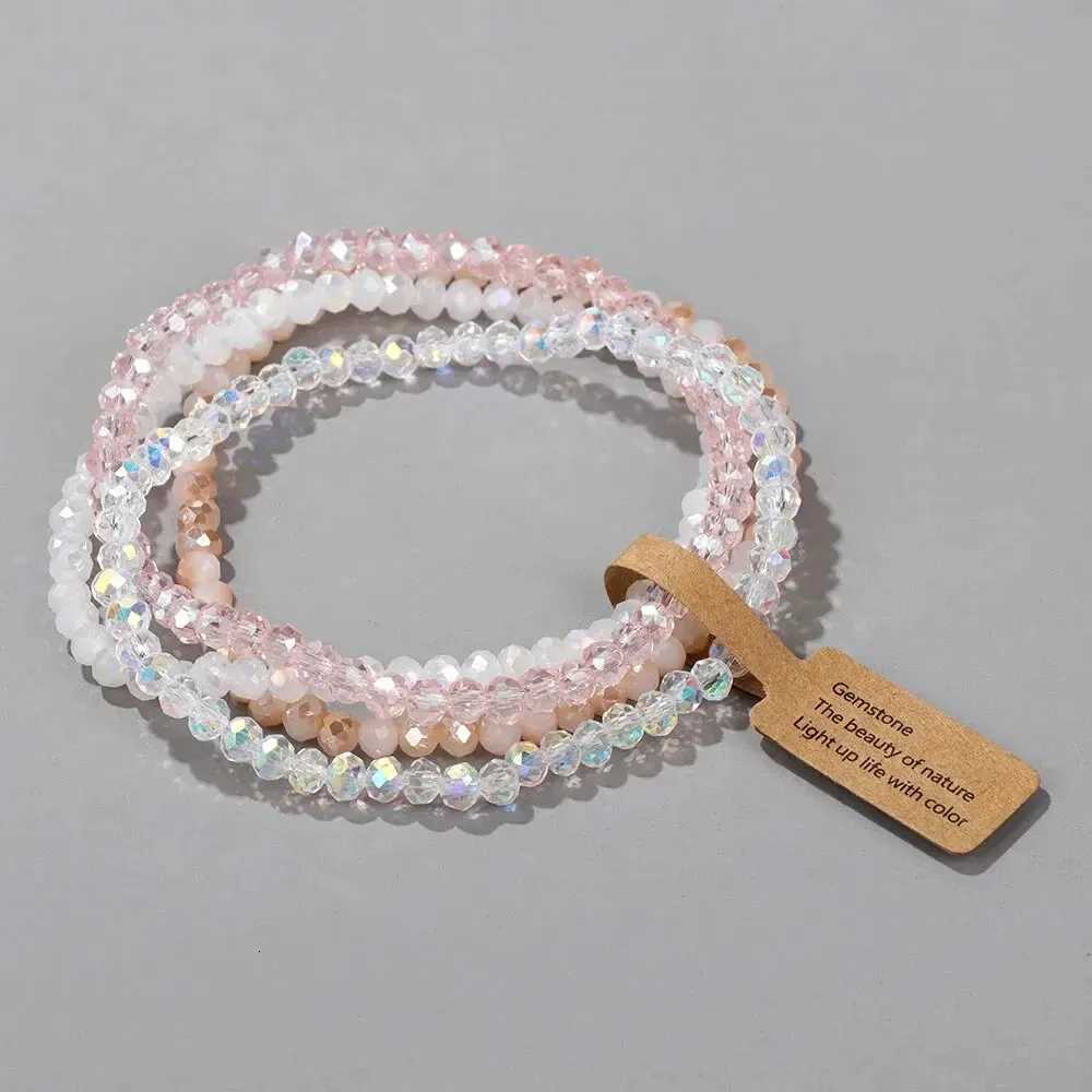 4 Pieces Set Faceted Beads Stretch Bracelet AB Effected Beads Multi Color Elastic Beaded Handmade Bracelet Jewelry X250718