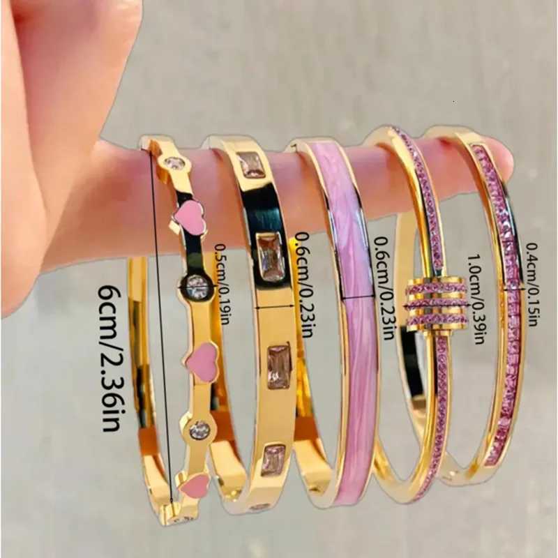 2025 Stackable Gold Color Bangle Bracelet Set for Women - 18K Gold Plated StainlESS Steel Crystal BRACELET Jewelry X2507181