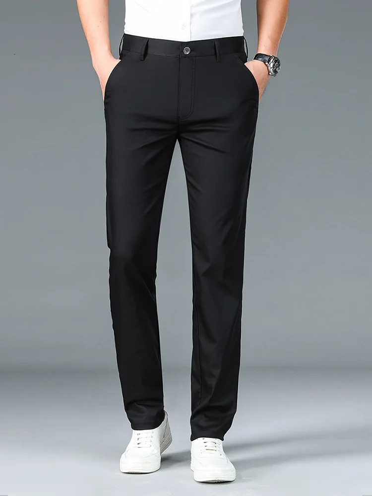 High Quality Straight Business Suit Pants Men Bamboo Fiber er Spring Summer Elegant Casual Long Formal Trouser Male 250715