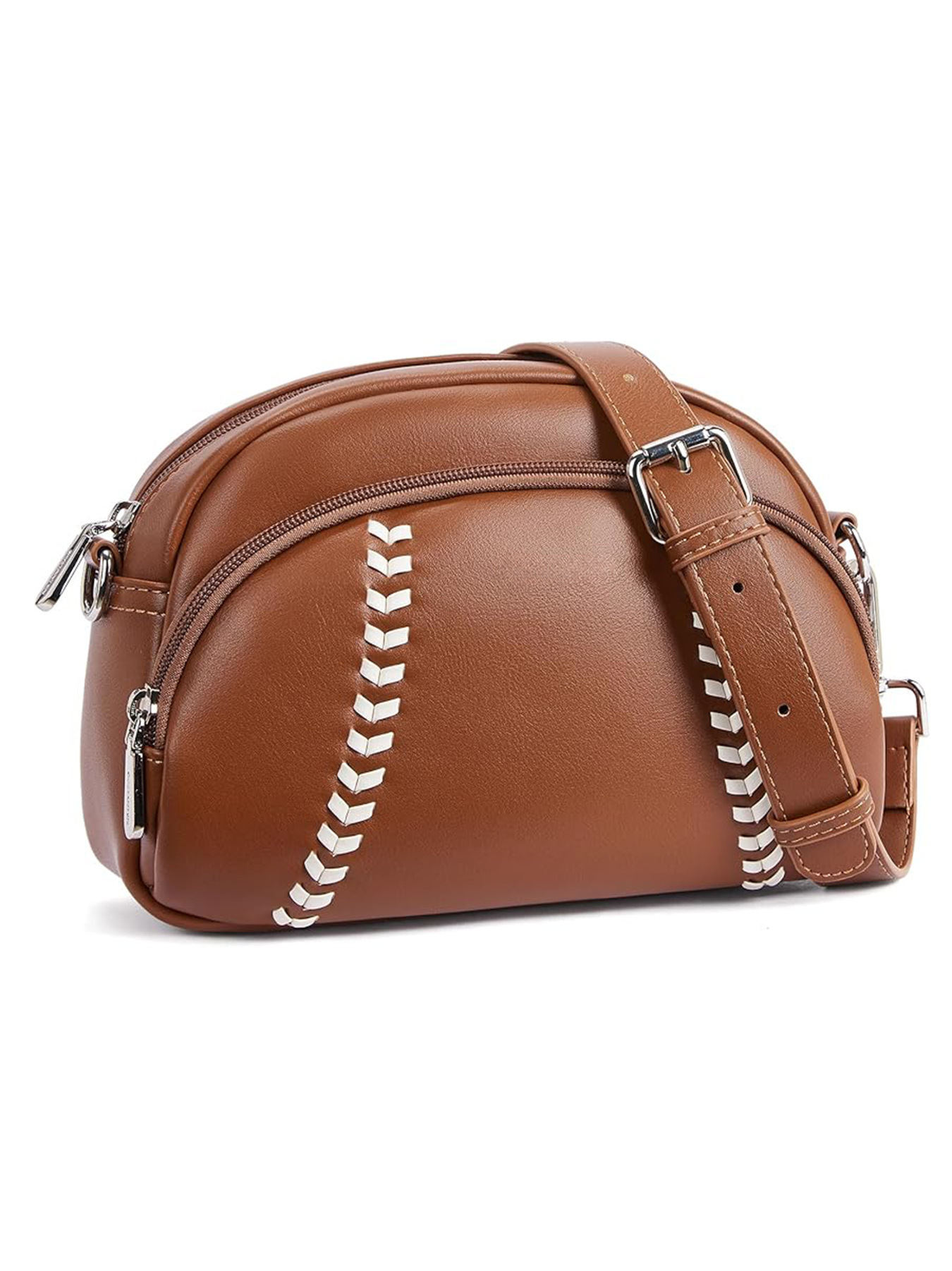 New Hot Selling Leather Retro Fashion Baseball Shaped Designer Bag Single Shoulder Crossbody Bag Outdoor Casual Crossbody Bag Sporty Handbag