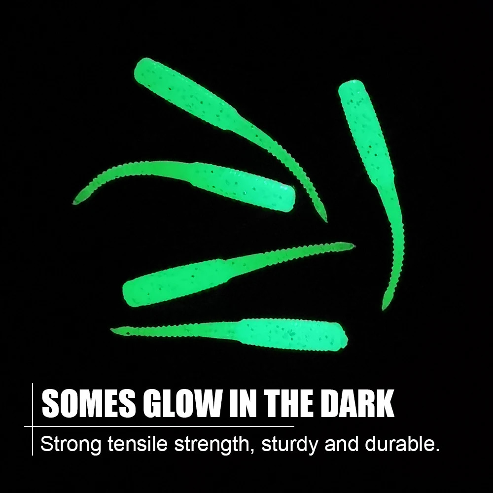 Spinpoler 20pcsbox Ajing Soft Fishing Lure 35cm Rockfish TPR Swimbaits Nightlight Worm Ice Jig Artificial Baits Bass Tackle 250708