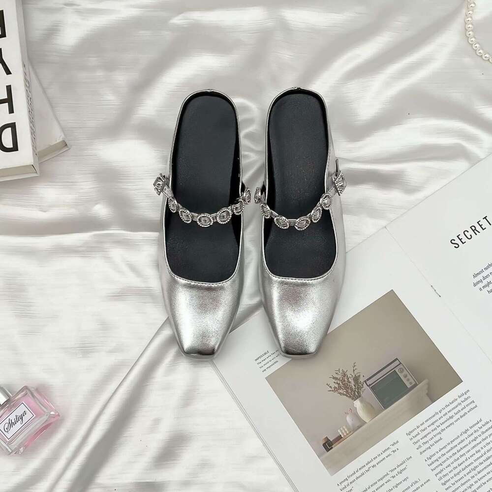Designer Outdoor Half-Slip Mules Backless, Height-Increasing, Casual for Petite Women, 2025 Korean Style Shoes