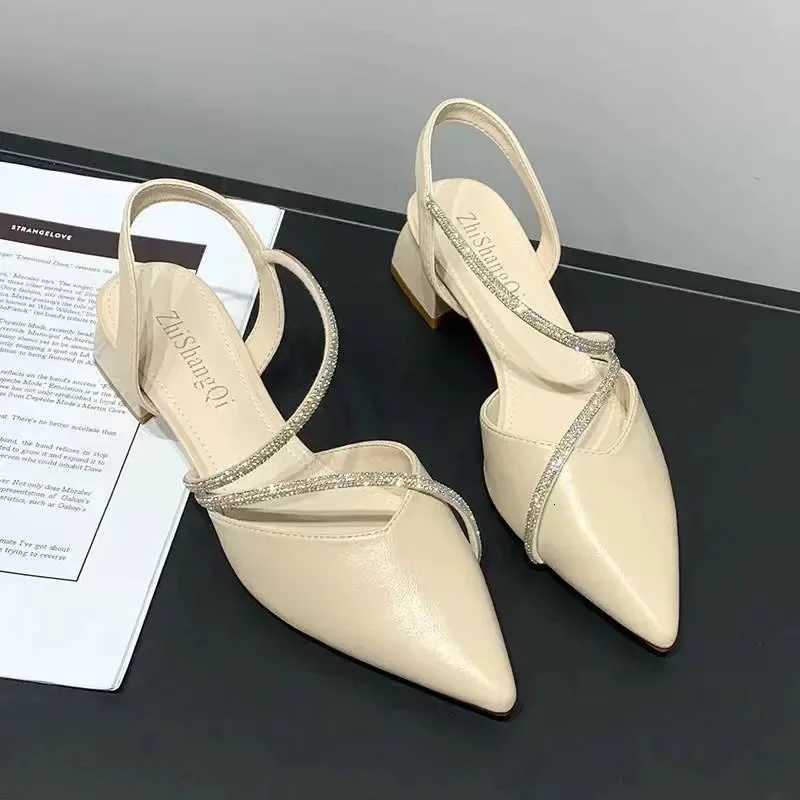 New Wens Fion Comfortable High H Wens Shoes Slip-on Pointed Toe Rhinestone Sandals Womens Shoes Y250716
